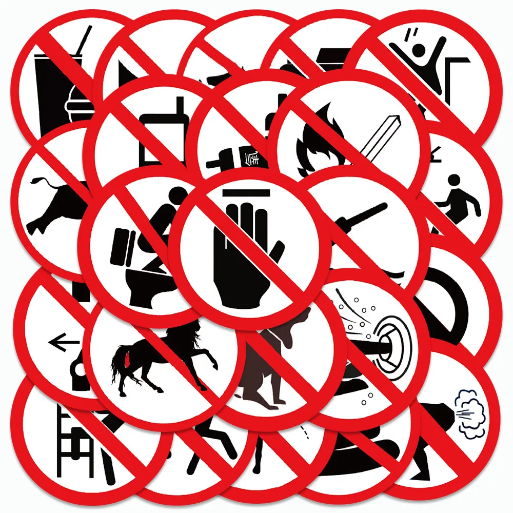 

62PCS Funny Prohibition Sign Stickers Cartoon Graffiti Decals For Laptop Luggage Fridge Skateboards Notebooks Warning Stickers