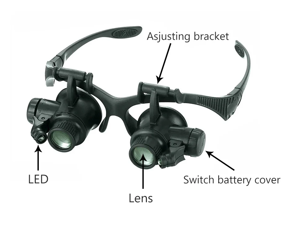 Headband 10X 15X 20X 25X LED Light Glasses Magnifier Watchmaker Jewelry Optical Lens Glass Loupe Magnifying Glass Lupa