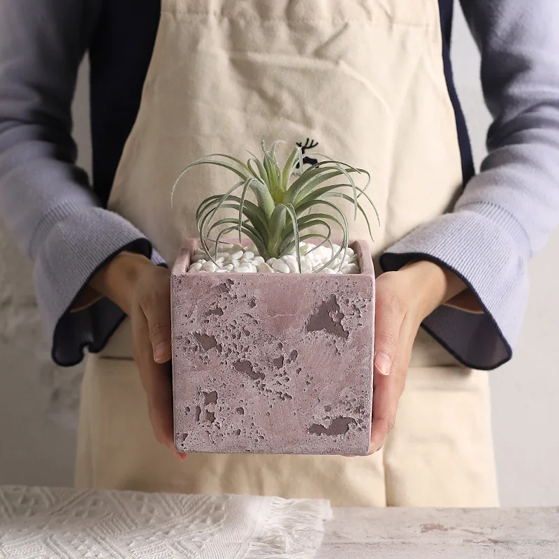 

Square Cement Flowerpot Office Living Room Home Decoration Interior Decoration Flowerpots Garden Plant Accessories Succulent Pot