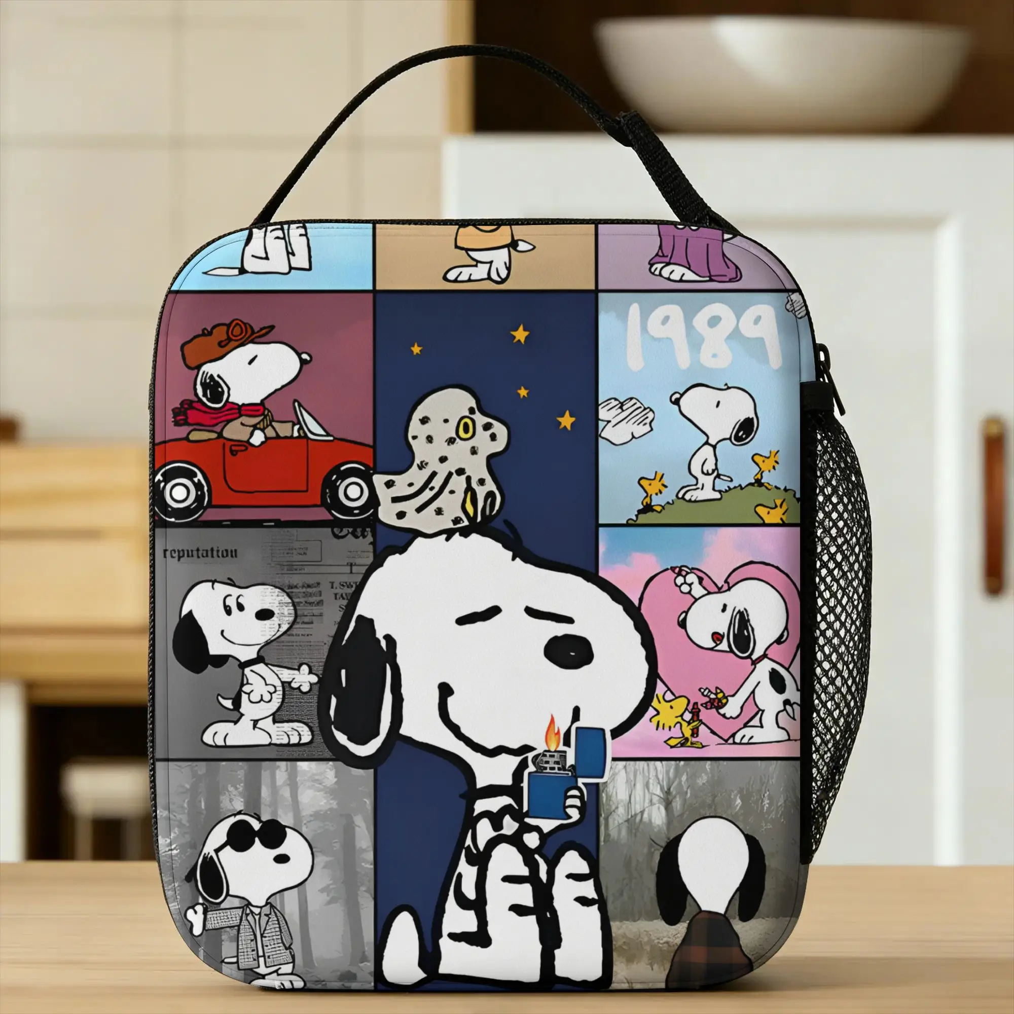 Niedliche Snoopy Cartoon Isolierte Lunchtaschen, große Lunchbox mit Peanuts-Comic-Motiv, Kühltasche, Tragetasche, Lunchbox für Arbeit, Männer und Frauen