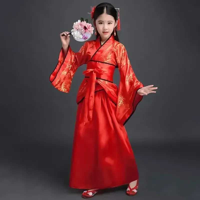 Dress Girls Children Kimono Traditional Ethnic Fan Students Chorus Dance Costume Japanese Yukata Kimono Style Ancient Chinese