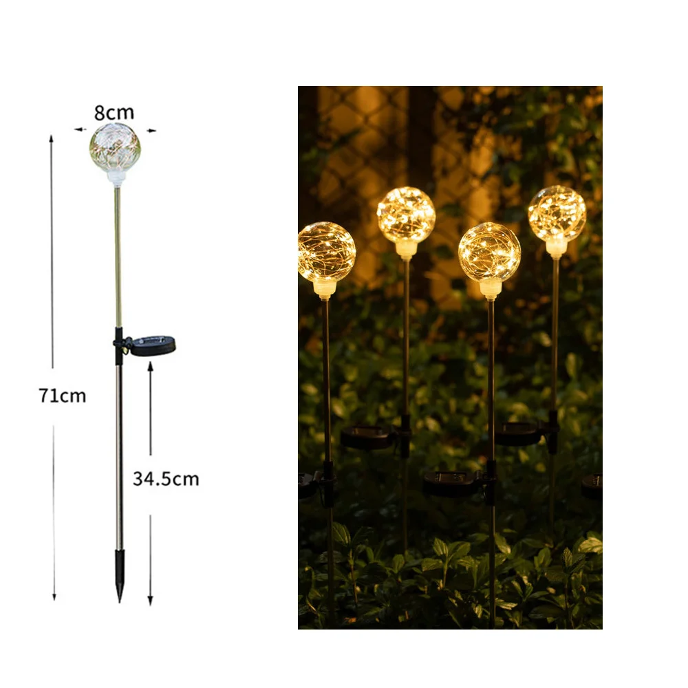 Solar Outdoor Ball Reed Lawn Lamp Garden Decoration Waterproof Solar Led Crystal Ball String Light Lawn Yard Landscape Lighting