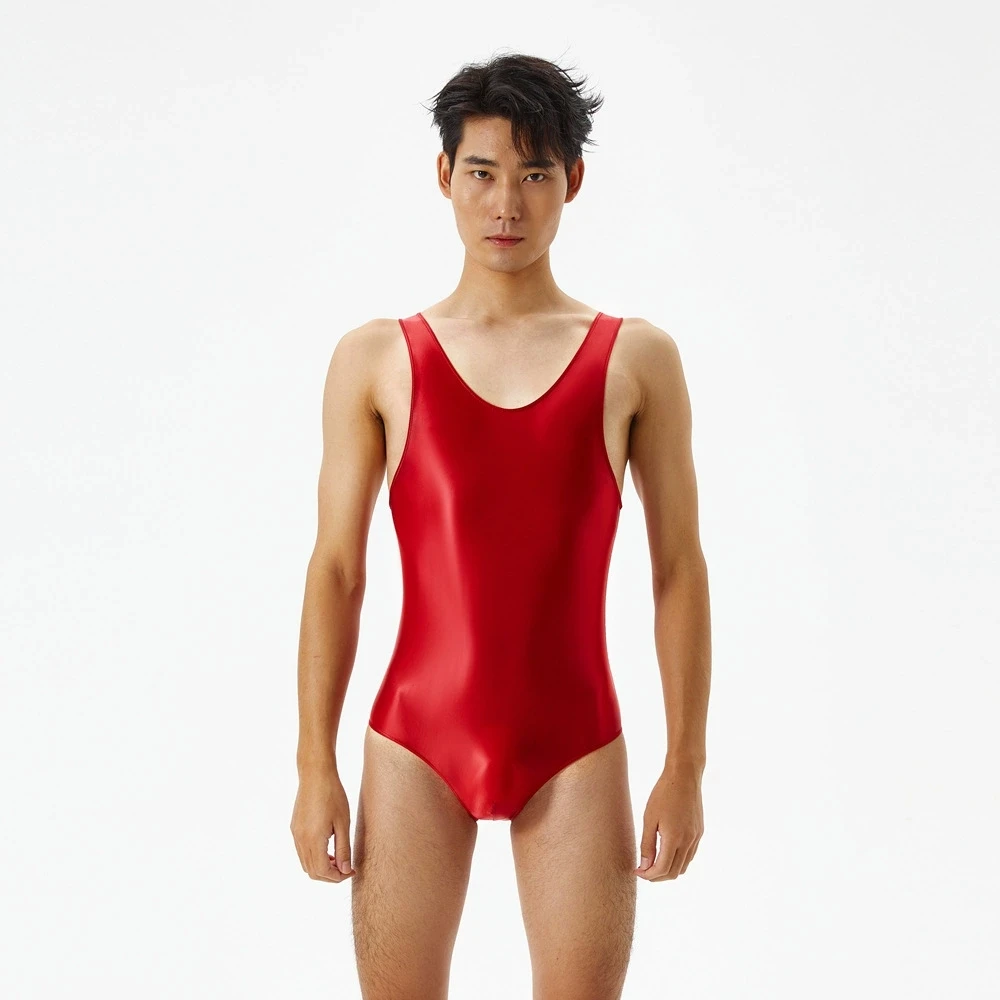 

Men's Smooth Satin One-Piece Suit Tight Sexy Large Size Cross-Border Best-Selling Item Yoga Fitn Leisure Wear