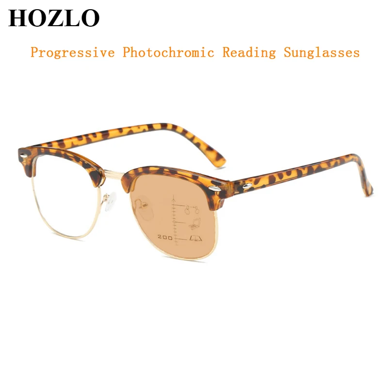 

Progressive Photochromic Reading Sunglasses Women Men Look Near Far Presbyopia Glasses Retro Rivets Hyperopia Eyeglasses Oculos