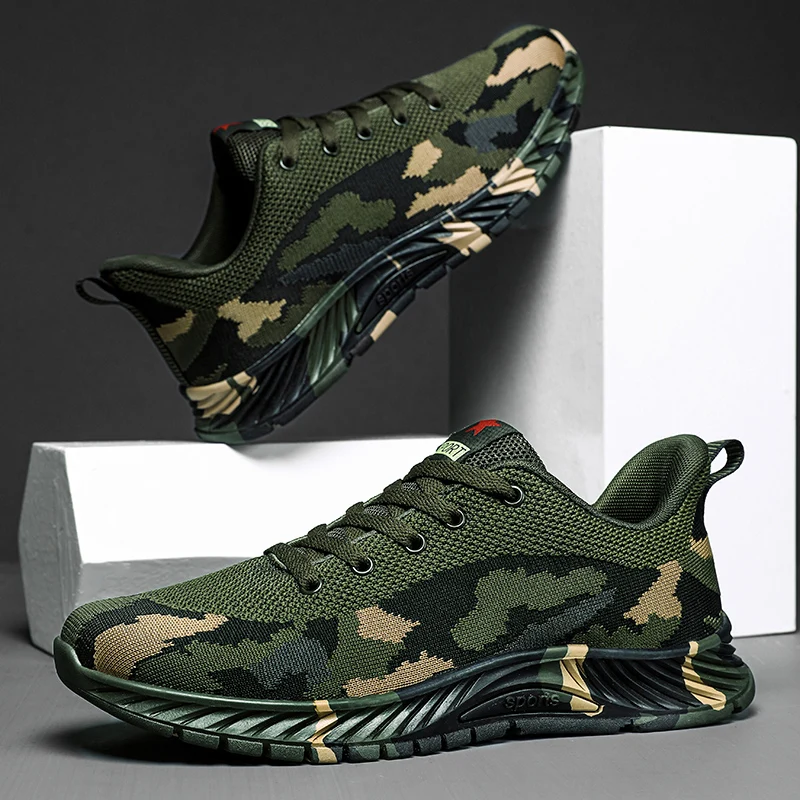 Zapatillas deportivas de camuflaje para hombre y mujer, zapatos informales transpirables a la moda, ligeros, vulcanizados, para caminar al aire