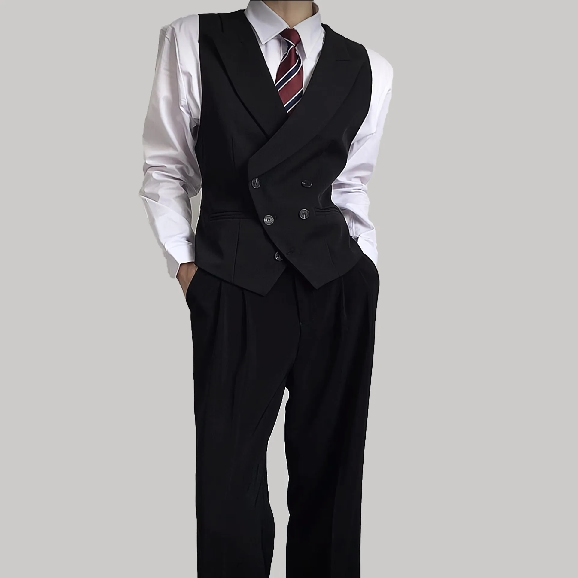 Unisex Uniform Suit Vest Men's Women's Adult Ceremony Student Layering Short Slim Fit Vest DK Formal Wear Casual Youthful Style