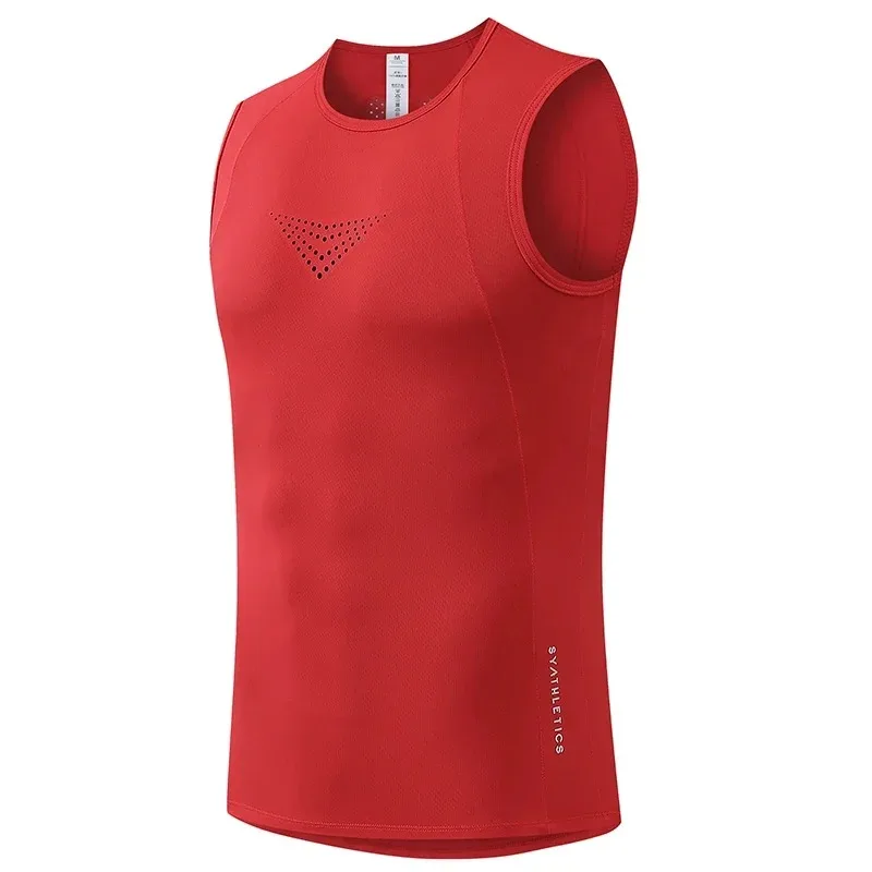 Men's Running Vest Outdoor Exercise Marathon Sleeveless Vest Mesh Sportswear Gym Jogging Fitness T-shirt