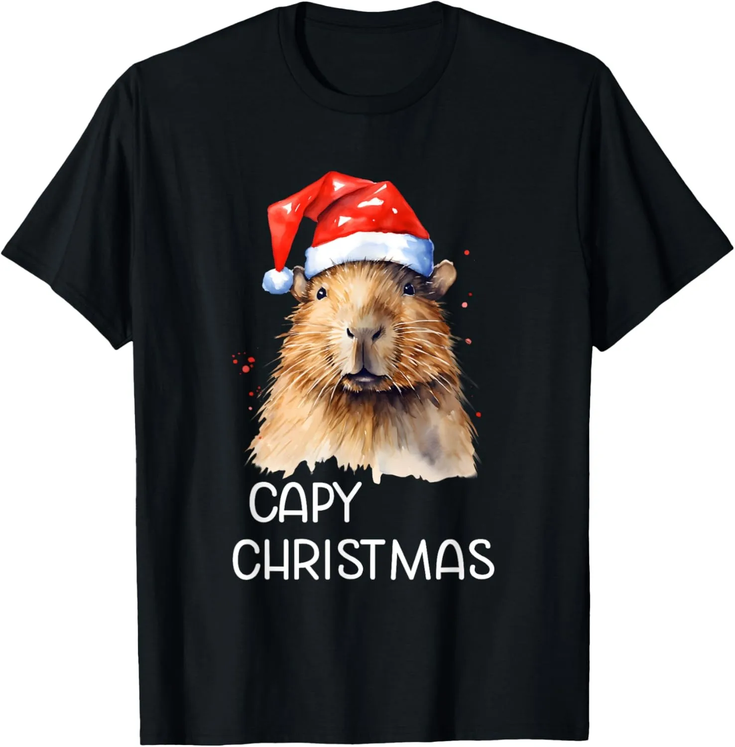 Capybara Christmas Xmas Santa Hat Pajama Rodent Animal T-Shirt