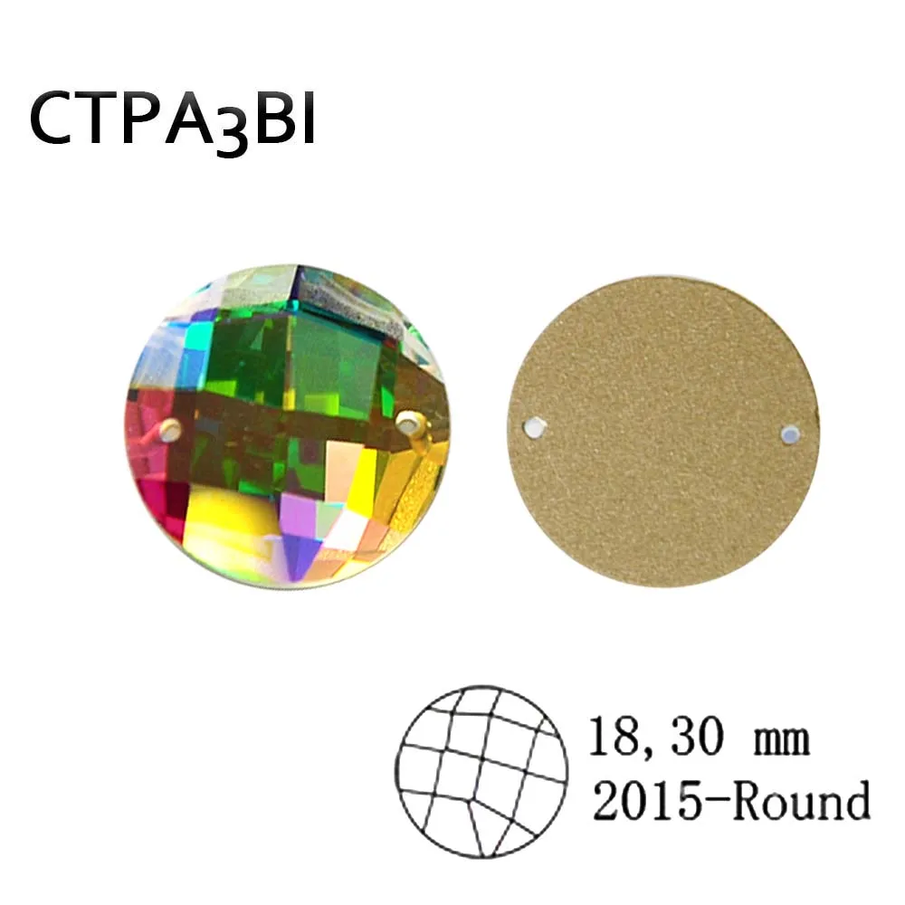 

HISwaro Round Mirror Sew Rhinestone Crystal AB Sew On Rhinestone Beads Sew On Stones for Garment Jewelry Making