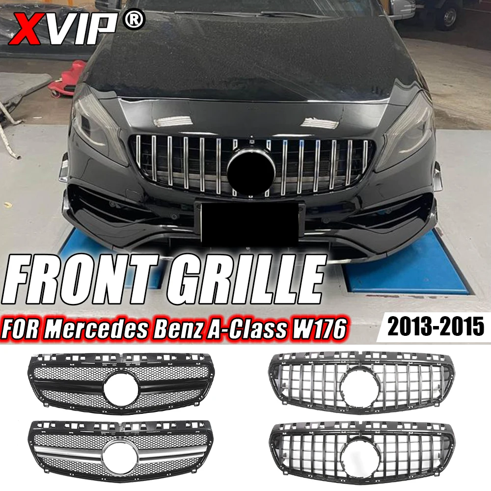 

XVIP Front Chrome Diamonds Style Grille For Mercedes Benz A-Class W176 2013-2015 A180 A200 A250 A45 AMG Style Bumper Grille