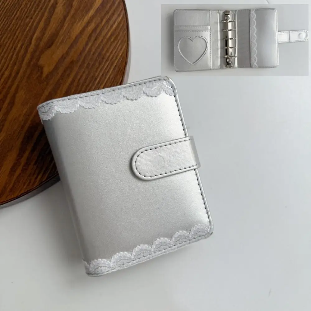 Refillable M5 Binder Cover DIY PU Leather Notebook Lace Cover Binder Cover Silver Color Waterproof Looseleaf Notebook Wrap
