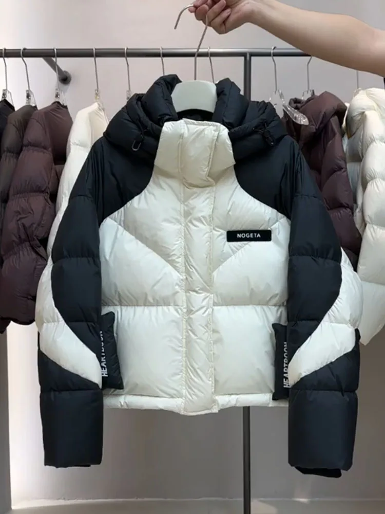 

Unique ort Bla White Color Blo Women's down Jaet Thiened Bread Sle Korean Faion Winter Coat Straight Cut Polyes...