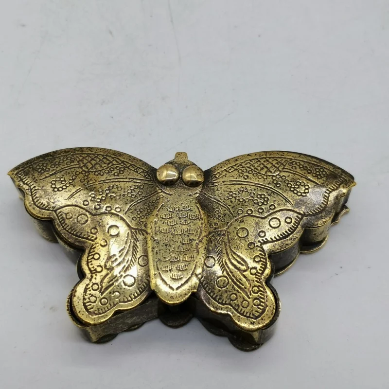 Antique Copper Ink Box Pure Copper Ink Case Creative Antique Butterfly Ornament Four Treasures of the Study Butterfly Ink Box