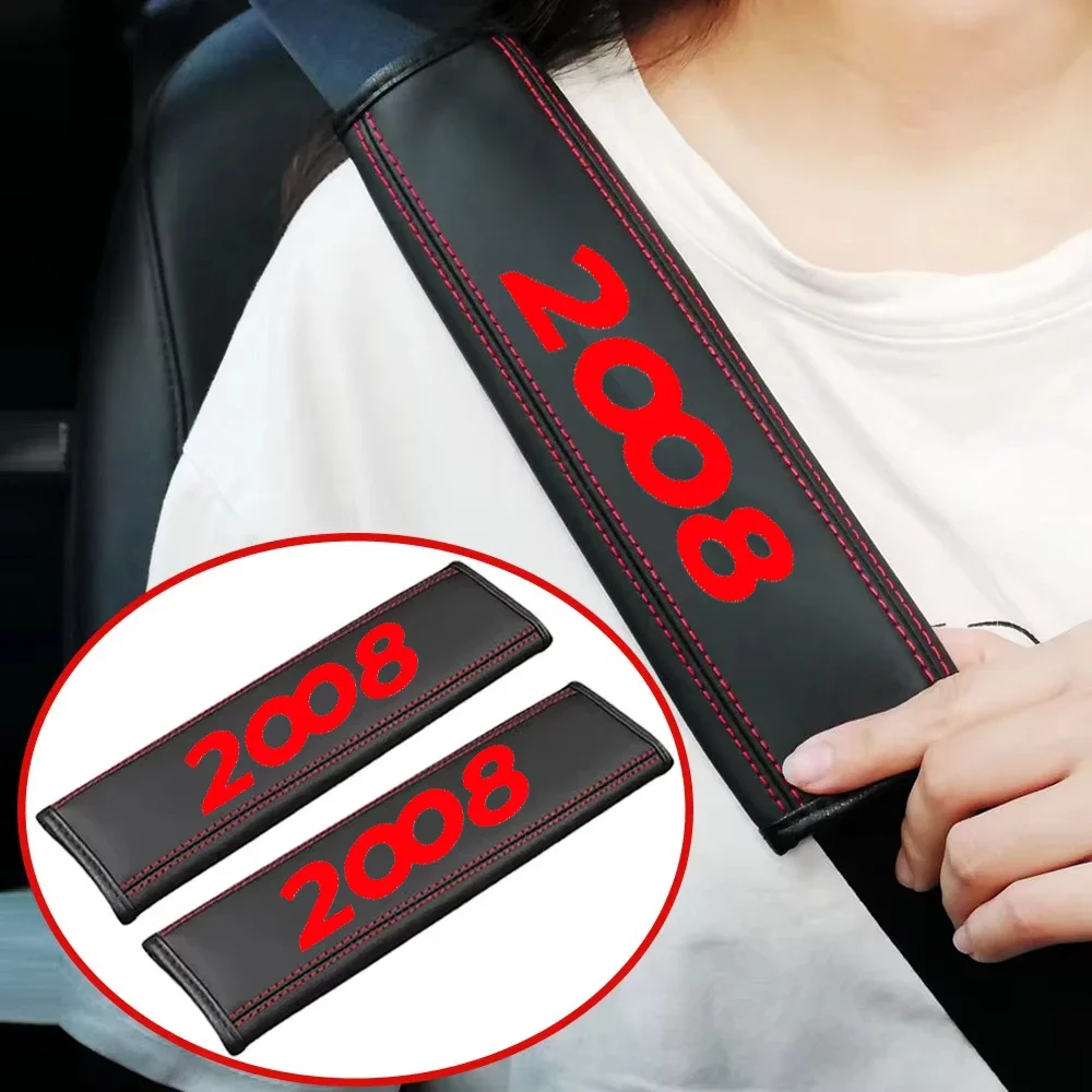 

Car Shoulder Protector Safety Belt Protector For Peugeot 2008 Logo Interior Decoration Safety Belt Shoulder Cover Car Accessorie