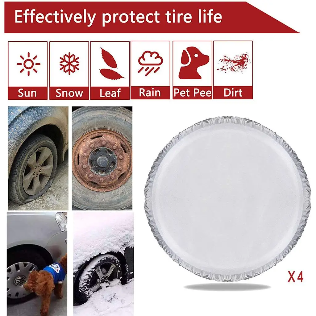 Waterproof Tire Covers for Trailers 4 Pack Universal RV Tyre Protectors Dustproof Block for Camper Van Motorhome Storage
