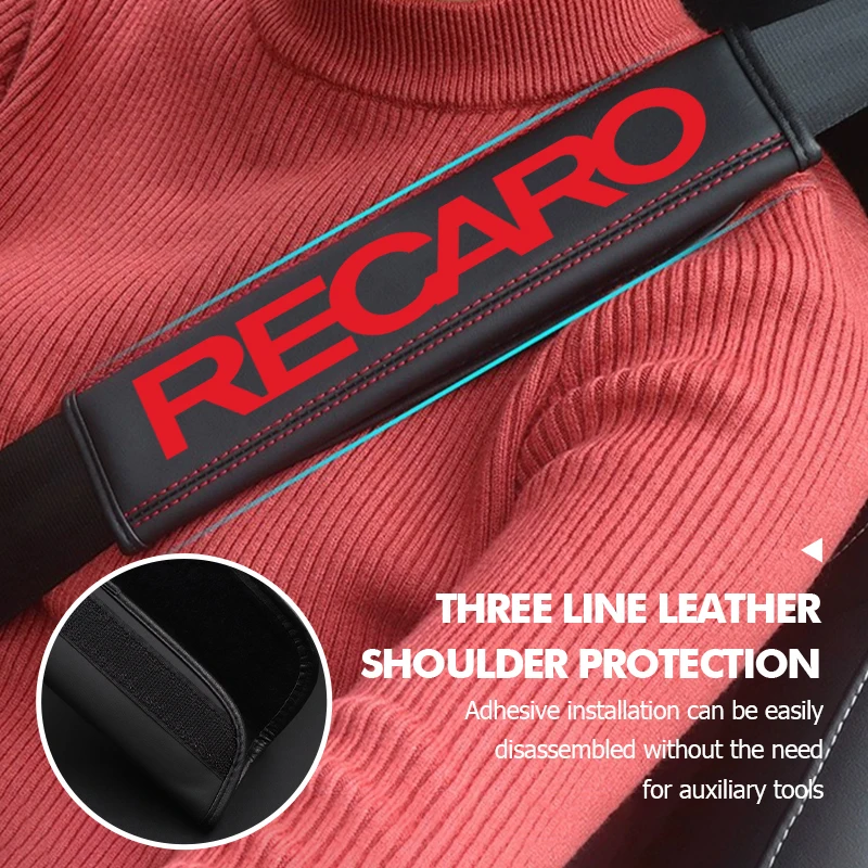 Car Logo Safety Belt Shoulder Cover Adjustable Protection Pad Auto Accessories For Recaro