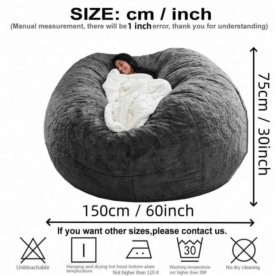 1pc Multifunctional Slouchy Sofa Cover, Fabric Beanbag Cover (No Filler, Cover Only), Movable & Foldable For Rental Home, Apartment, Small Living Room