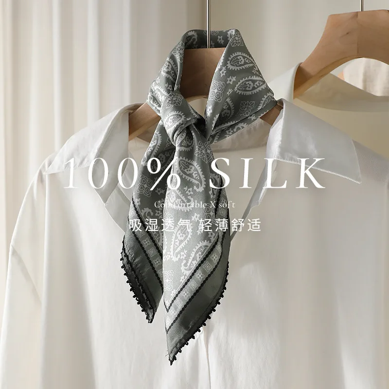 

16 momme New 100% Real Silk Hair Scarf Fashion Lady Kerchief Foulard Female Bandana Scarves for Women luxury Hijab Shawl Wraps
