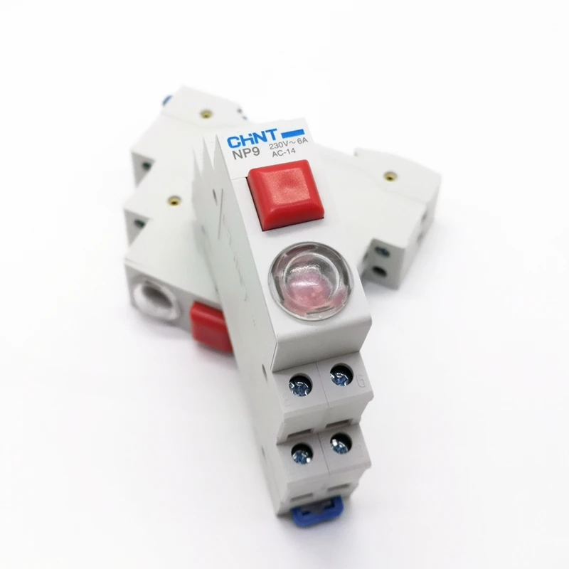 Din Rail Mount NP9 2NO 1NC  Pushbutton Switch with signal light  AC DC 230V 24V
