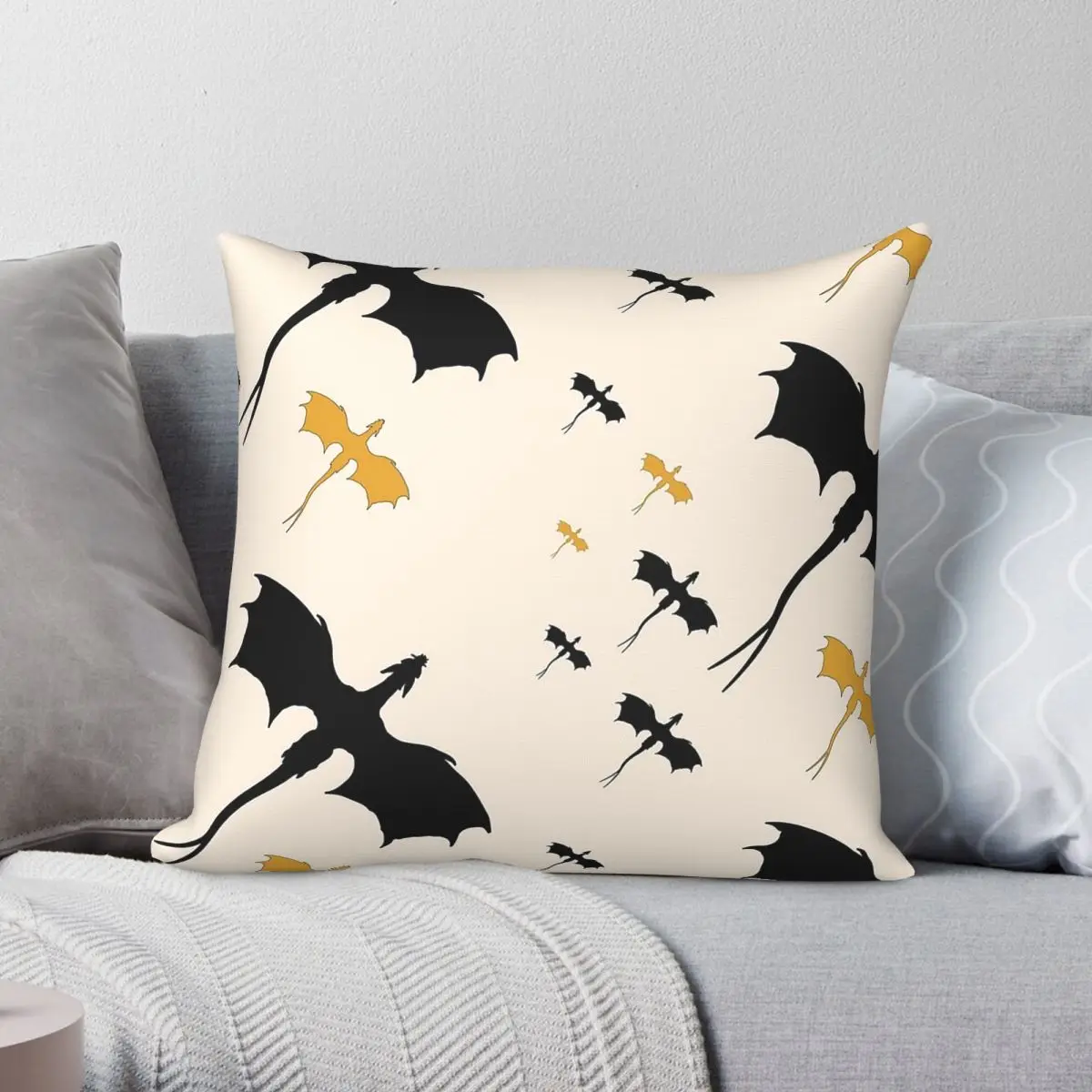 Fourth Wing Dragon Empyrean Square Pillowcase Polyester Linen Velvet Printed Zip Decor Pillow Case Room Cushion Case