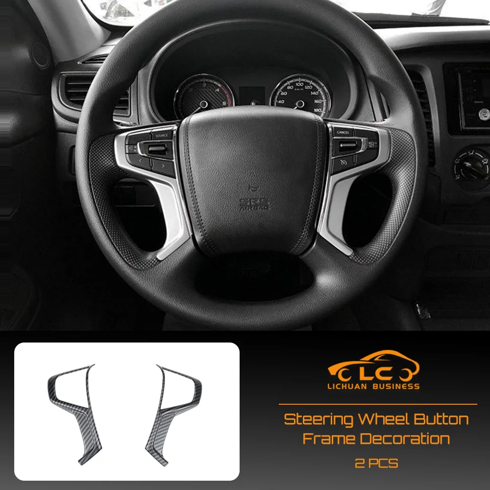 2pcs ABS Steering Wheel Decorator Frame Trim Cover Carbon Fiber Color for Mitsubishi Strada Triton L200 2019-2022