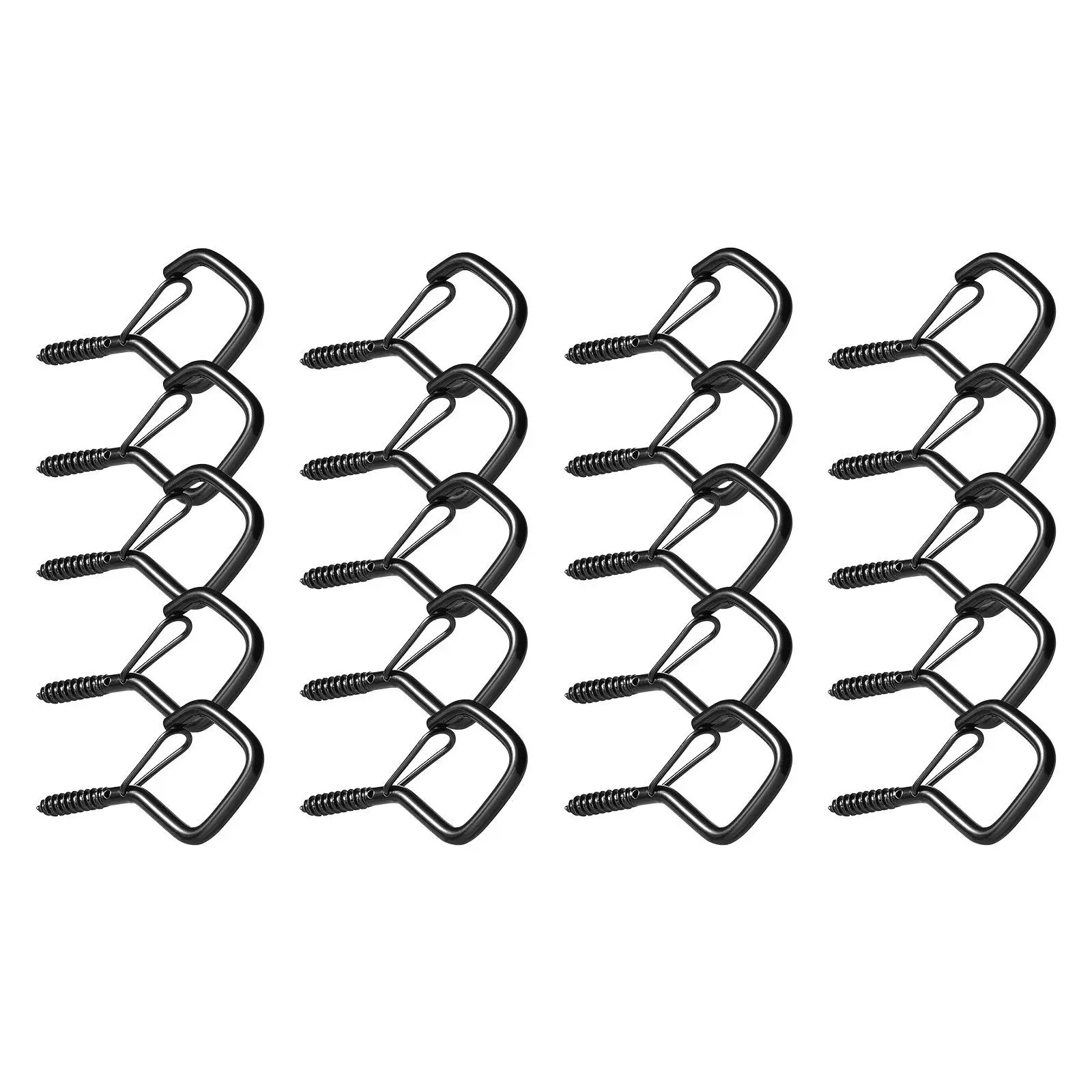 20PCS Q Hanger Hooks Heavy Duty Outdoor Screw Hooks with Security Buckle for String Lights Christmas Decorations Black