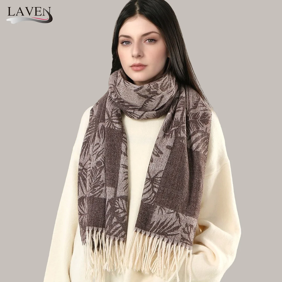 

New Jacquard Pashmina Scarf Tassels Shawl Woman Winter Warm Scarves Fashion Long Wraps Big Size Cape Thick Blanket Muffler