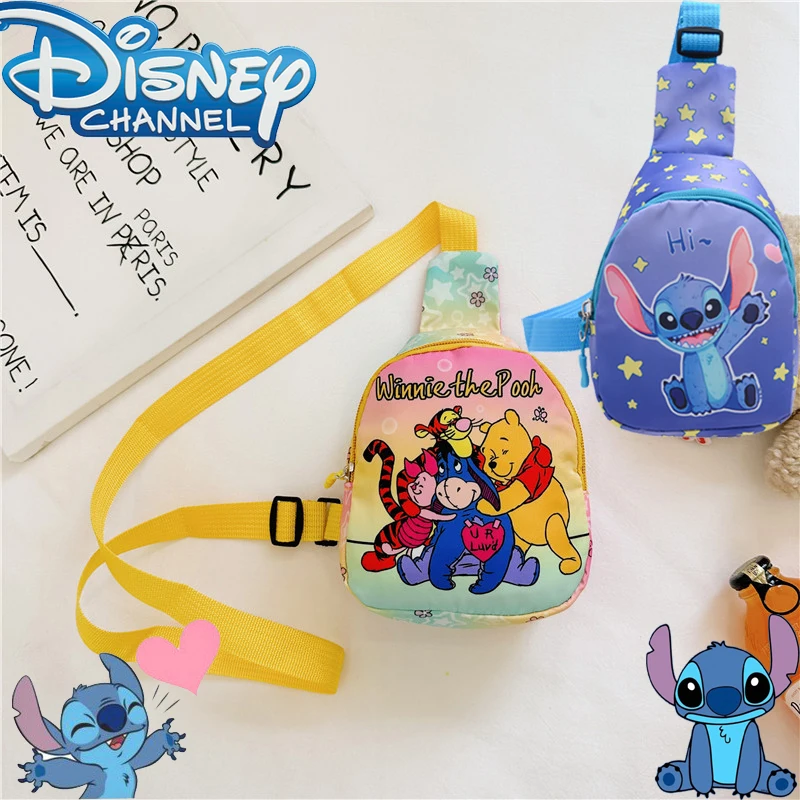 

Disney Stitch Children Chest Bag Anime Winnie The Pooh Cute Cartoon Kids Mini Outdoor Shoulder Bags Zipper Waist Bags Child Gift