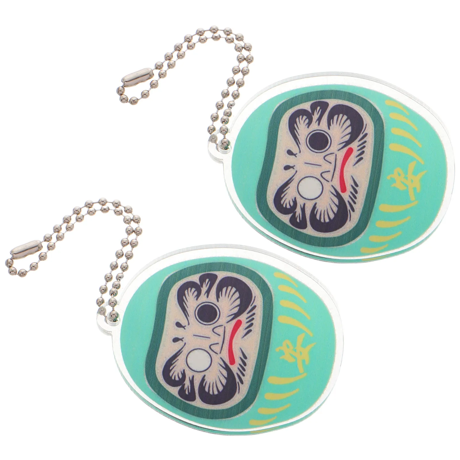2Pcs Daruma Keychain Japanese Lucky Charm Pendant for Keys Bags Backpacks Good Luck Blessing Symbol Sparkling Elegant Design