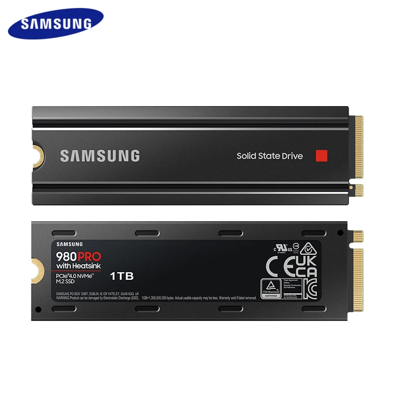 Samsung Solid State Disk 980 Pro, dengan Heatsink asli PCIe 4.0 NVMe M2 2TB 1TB SSD Hard Drive Internal untuk Laptop Desktop