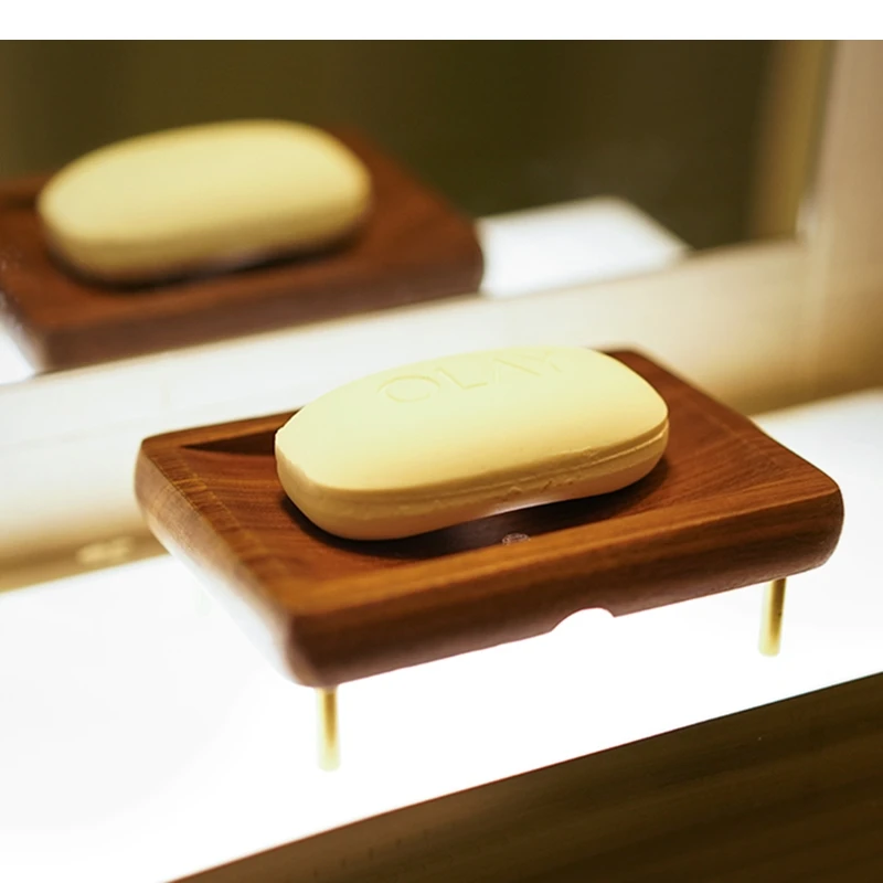 Wooden Soap Dishes Draining Storage Holders Bathroom Supplies Household Wall Mounted Rack Shelves