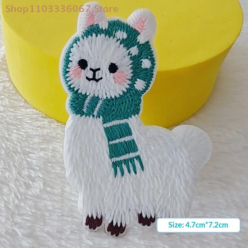 

Набор из 6 нашивок с мультяшными ламами, вышитых на компьютере, для декора одежды и ремонта сумок, прочные тканевые наклейки