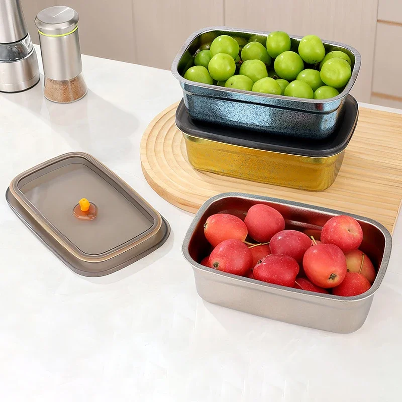 Titanium Food Storage Container Sealed Bento Fresh Crisper Boxes Outdoor Picnic Fruits Lunch Kitchen Dining Tableware Fridge Jar