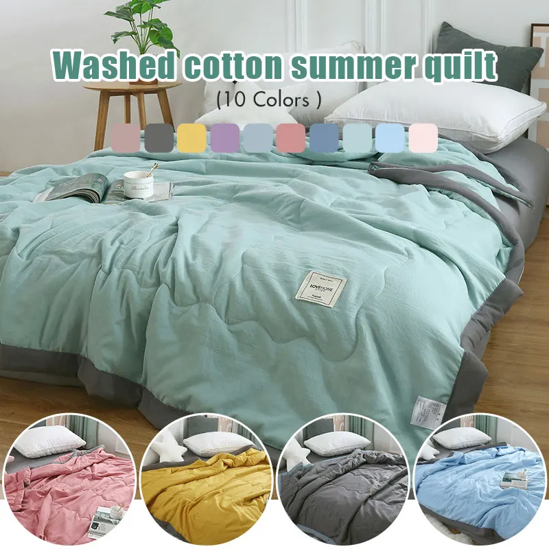 

Washed Cotton Summer Quilt Nordic Cool Blanket Hot Sleepers Adults Kids Home Couple Bed Air Condition Japanese Comforter Quilt