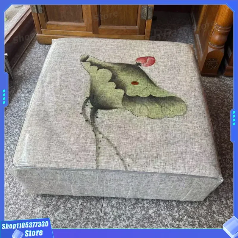 Hand Painted Lotus Zen Meditation Cushion New Chinese Style Prayer Mat for Home Temple Seat Pad Floor Pillow Yoga Sitting