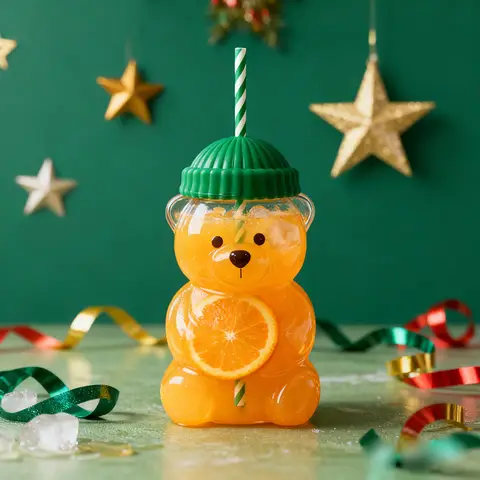 Starbucks Large Capacity 500ML Cute Bear Glass Cup 2026 New Christmas Gift Durable for Coffee Beer Wine Cocktails Straw Mug