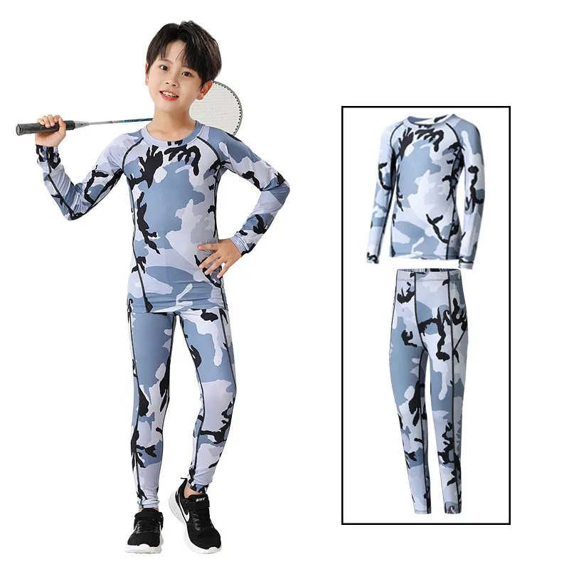 Kids Football Sets Children Boy Girl Compression Basketball Running Exercise Skiing Sports Bottoming Top Tee + Legging Pant 85