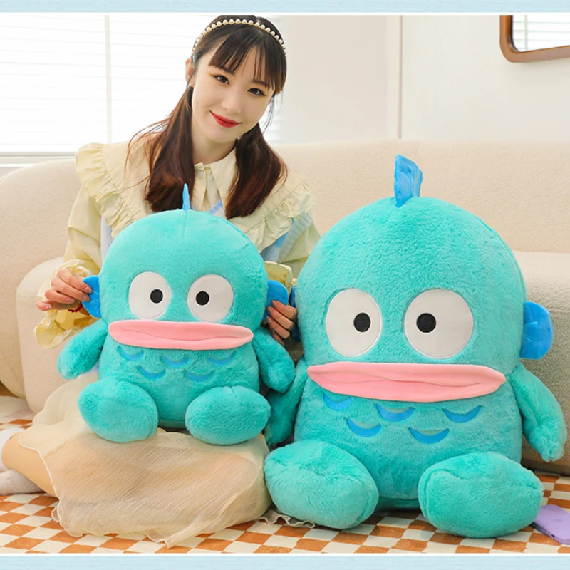 

Miniso 65cm Sanrio Hangyodon Plushies Cuddly Doll Half Mermaid Plush Lovely Stuffed Toy kawaii Doll Throw Pillow Xmas Gifts Girl