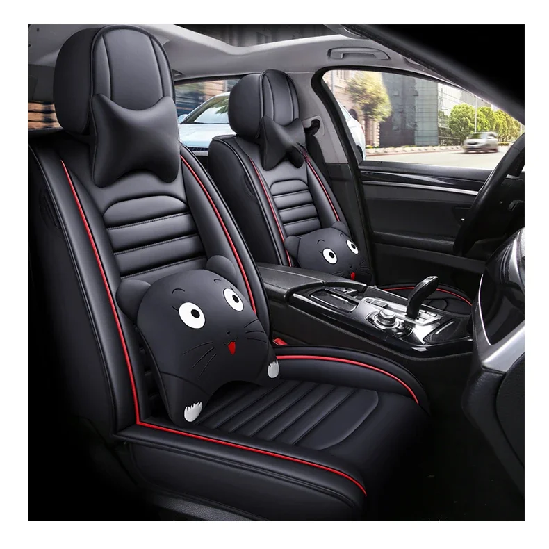 4 Pc Car Interior Accessories Eco-friendly Customized Color Luxury Leather Universal Fit Full Set Car Seat Cover