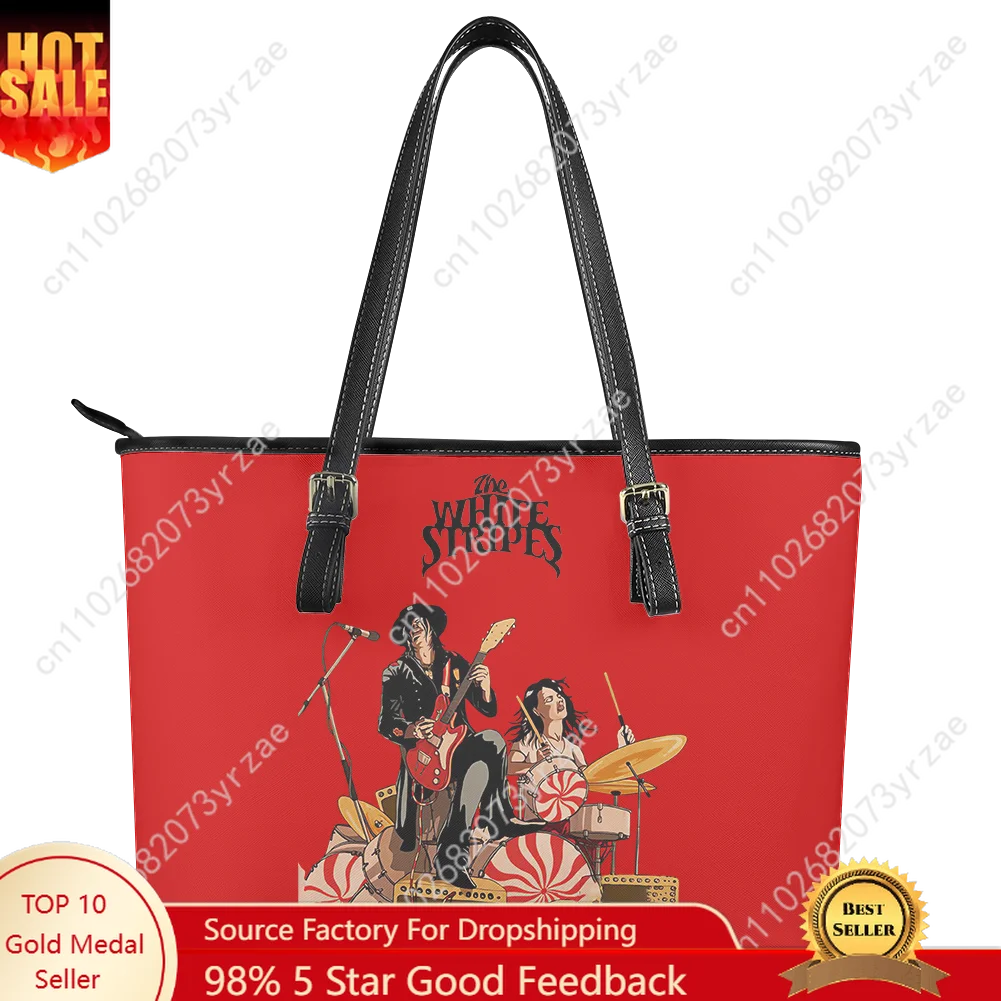 

The White Stripes Handbag Mens Womens Personalized Tote Bag Fashion Shoulder Bag Business Commuter Leather Purse Customize Bags