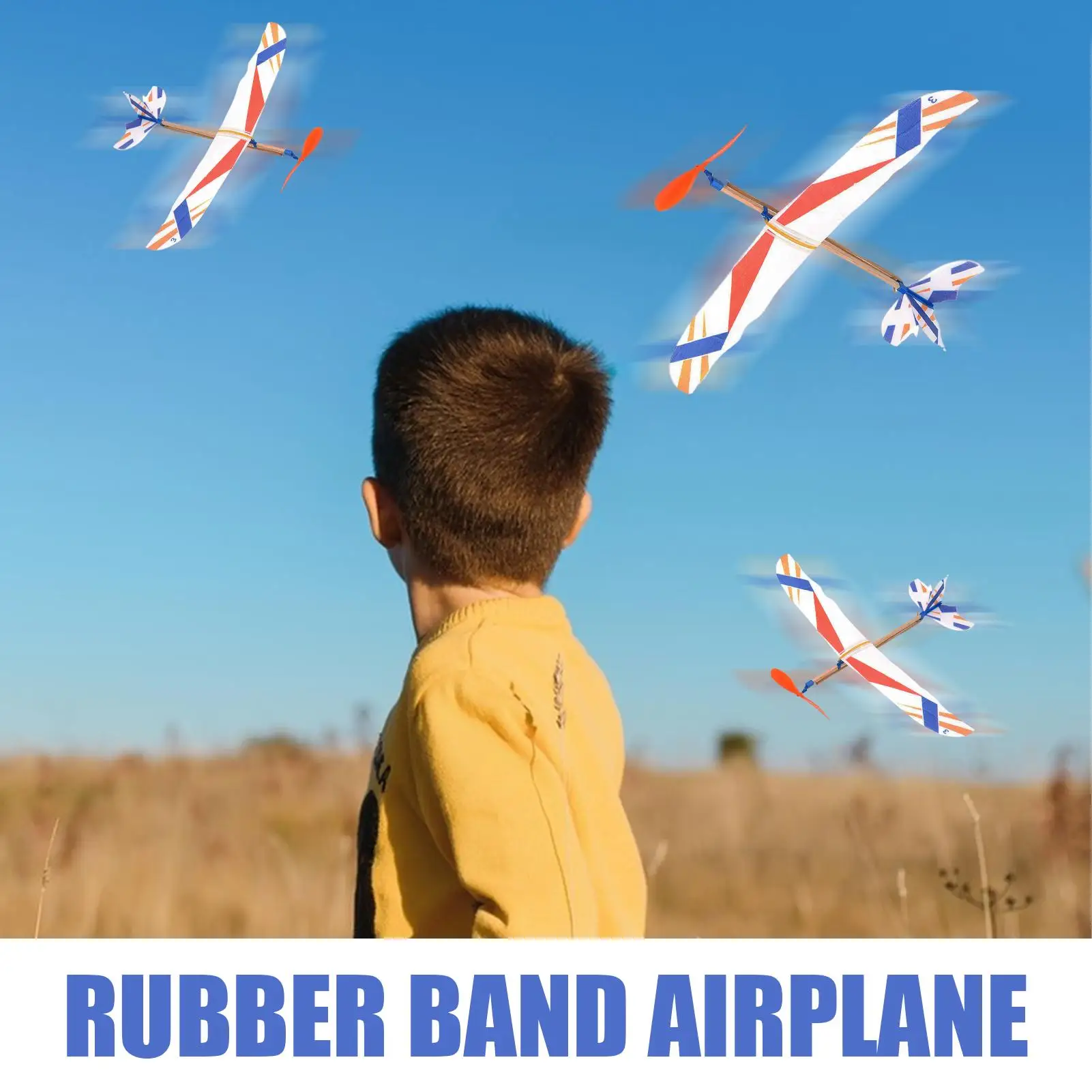 ยาง Band Powered เครื่องร่อนเครื่องบินรุ่น DIY Assembly โยนเครื่องร่อนเครื่องบินของเล่นเด็กกีฬากลางแจ้งของเล่นของขวัญ