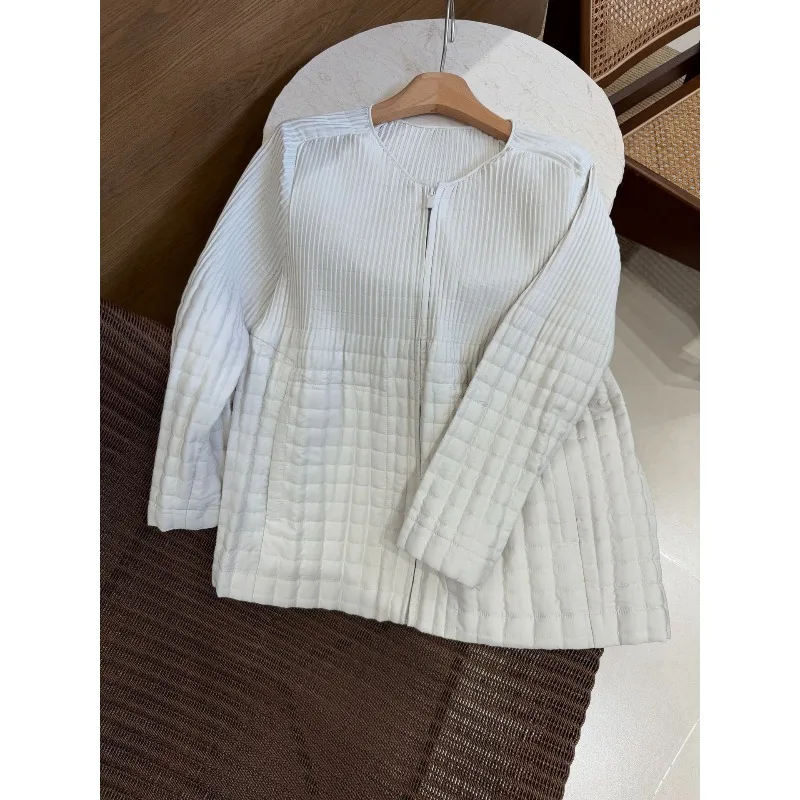 

Miyake Winter Jacket Pleated Cotton Jacket 2025 New Zipper Long-sleeved Warm Cotton Jacket Thickened Tops Women Coat