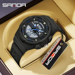 SANDA Women's Sports Watch for Men Quartz Digital Dual Display Shock Water Resistant Fashion Wristwatch 7W9030