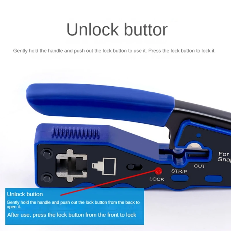 Pass Through Crimper Stripper Cutter Fit For Cat5 Cat6 Pass Through Connector With Cable Tester