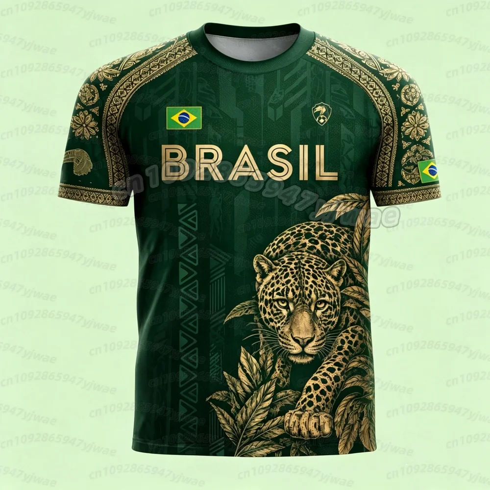 2026 BRASILIEN Nationalflaggen-Print Herren Damen Kurzarm T-Shirt 3D-Druck Tees Outdoor Fußballtrikot Sport T-Shirt für Männer und Kinder – Detail 3