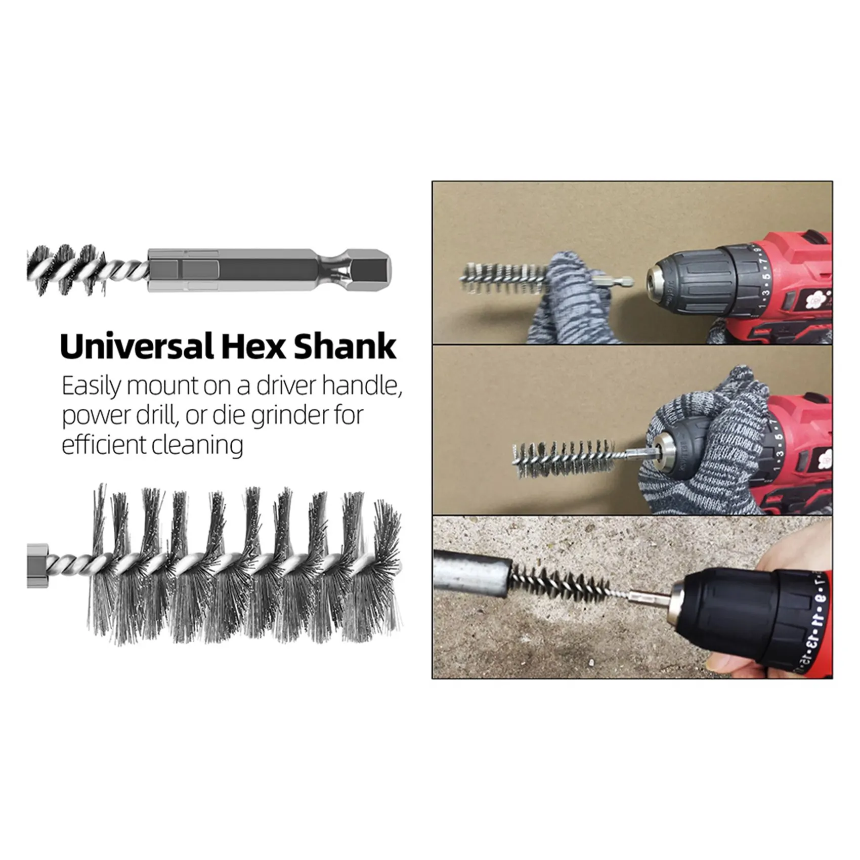 

Набор из 24 проволочных щеток ABBO для дрелей, щетки из нержавеющей стали для чистки отверстий, набор для очистки с помощью электродрели