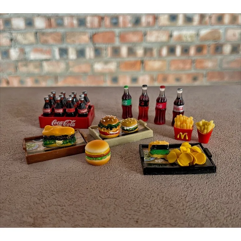 

Emulation Mini Cola Potato Chips Burger Egg Tart French Fries Scene Sand Table Props Decoration Ornaments Toy