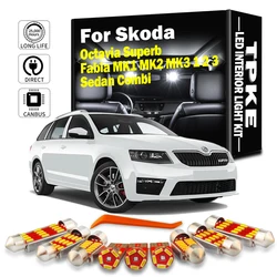 TPKE Canbus For Skoda Octavia Superb Fabia MK1 MK2 MK3 1 2 3 Sedan Combi Car Accessories LED Interior Map Dome Trunk Light Kit