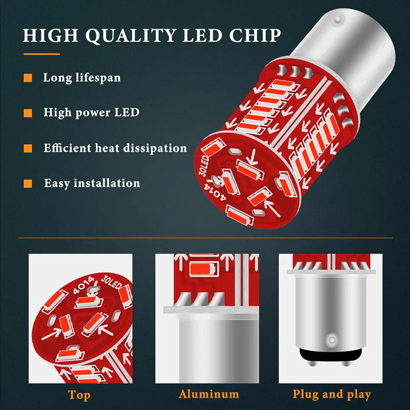 1/2 PCS 1157 BAY15D P21/5W Motorcycle Strobe Flowing Brake Light Bulbs 12V 4014 30SMD Signal Light Parking Lights Tail Lights