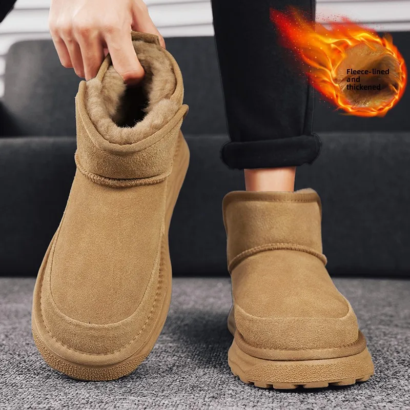 

Men's Winter Snow Boots Thickened Warm Fleece Lined Bread Shoe Outdoor Anti-Cold Slip-Resistant Waterproof Mid-Cut Cotton Shoes